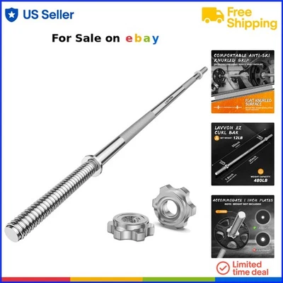 Barra de levantamiento de pesas de acero de 55 pulgadas de capacidad de 480 lb para gimnasio y ejercicios en casa Foto 1 de 4