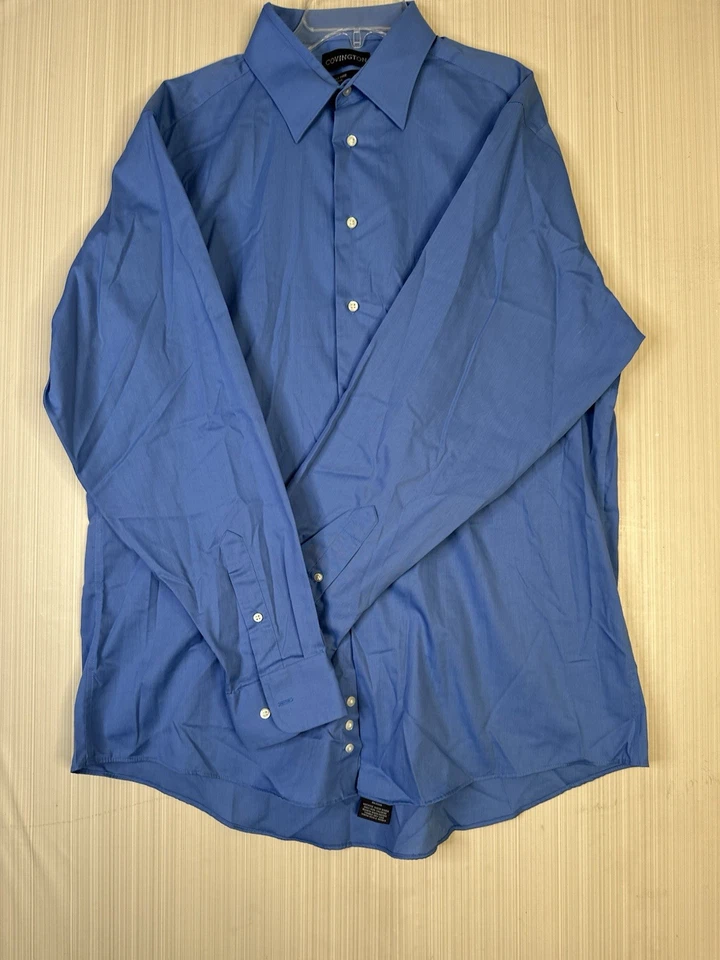 Covington Solid Blue Long Sleeve Dress Shirt Button Up Adult Men 16 16.5 L 34-35 - Image 1 of 4