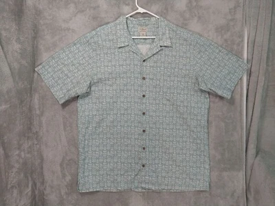 LL Bean Shirt Mens XLT Green Short Sleeve Button Down Camp Hawaiian Cotton - Image 1 of 4