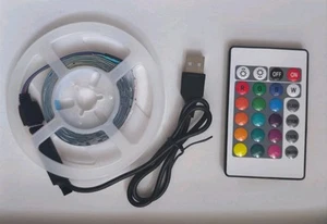 2m RGB 3528 LED Light Strips TV Cabinet Decoration Lighting USB Remote Control - Picture 1 of 6