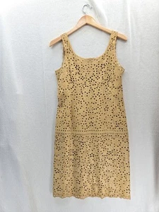 Oscar de la Renta Leather Laser Cut Sleeveless See through Zip Pencil Dress Sz-6 - Picture 1 of 11