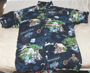 Harley Davidson Mens Shirt Medium Hawaiian Button  Motorcycle Graphic Sugar Shac - Picture 1 of 4