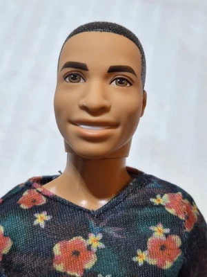 2015 Fashionistas Ken #4 Camiseta Floral Musa Pose Muñeca AA Afroamericana Original Foto 1 de 4