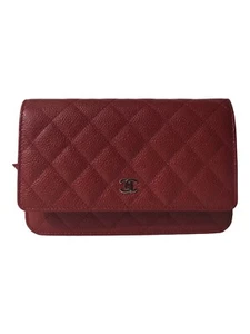 Chanel Wallet On Chain Caviar Red Leather WOC - Picture 1 of 21