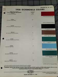 Folleto Oldsmobile Dupont 1958 con chip de color - Imagen 1 de 1