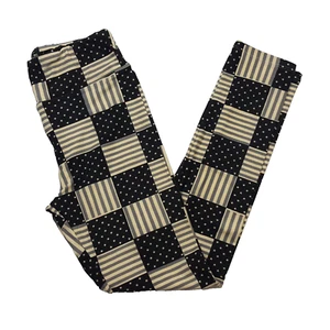LulaRoe Soft Leggings Womens Size One Size Checkered Stars & Stripes Inseam 25 - Picture 1 of 5
