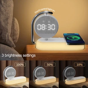 15W Wireless Chargers Stand Digital Alarm Clock Universal Charging Dock Station - Photo 1 sur 11