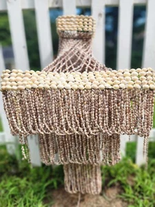 Kronleuchter groß Vintage Muschel Lampenschirm 30" geschichtet hängend Küste Boho Terrasse - Bild 1 von 3