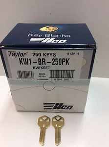 Key Blanks for Locksmith / 250 Kwikset KW1 / Brass / Made by Ilco - Foto 1 di 2