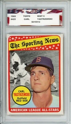 1969 TOPPS #425 CARL YASTRZEMSKI ALL-STARS AGC 9 MINT BOSTON RED SOX LEGEND - Image 1 of 2