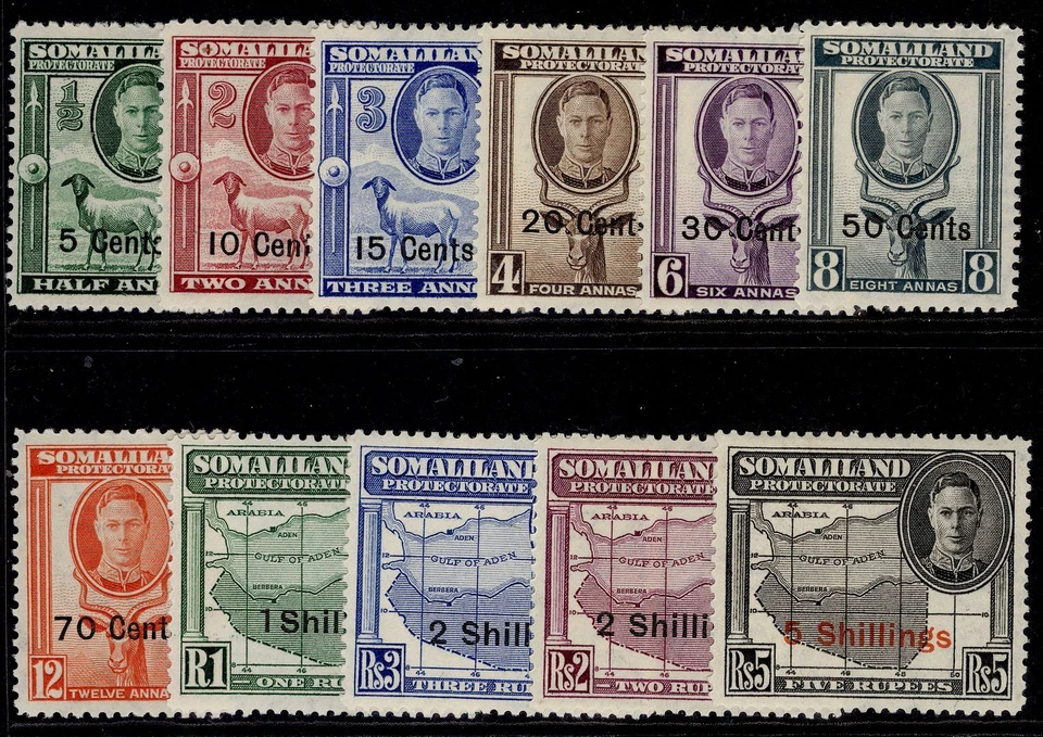 SOMALILAND PROTECTORADO GVI SG125-135, 1951 juego completo, M COMO NUEVO. Gato 55€. Foto 1 de 1