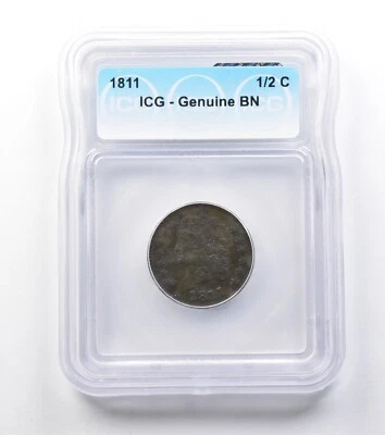 1811 Classic Head Half Cent Genuine BN ICG *9865 - Image 1 of 3