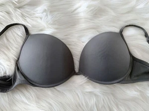 NWT INTIMISSIMI Bra 36C PADDED PLUNGE Underwire Push Up Light Foam Padding Gray - Picture 1 of 7