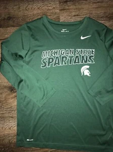 MICHIGAN STATE SPARTANS Compression Shirt NIKE DRI-FIT NCAA Logo LARGE Green - Picture 1 of 4
