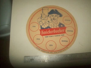 Ruppert Knickerbocker Beer/Ale large 10 3/4" Diameter coaster or bar mat 1940's - Picture 1 of 8