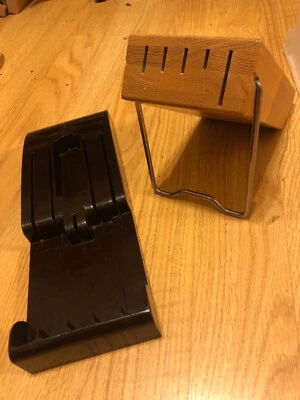 Bloque de cuchillos Cutco madera roble miel soporte y un cajón o bandeja de montaje en pared 5 ranuras Foto 1 de 4