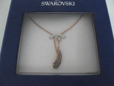Original Swarovski Kette mit Feder schwarz roségold - Bild 1 von 4