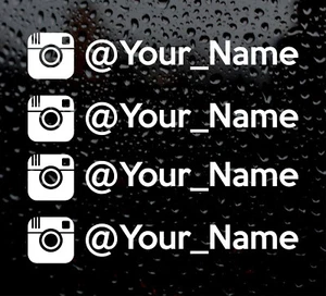 4 X INSTAGRAM YOUR NAME CUSTOM PERSONALISED WINDOW VINYL DECAL CAR STICKER - Picture 1 of 6