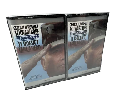 NEW "IT DOESNT TAKE A HERO" GENERAL NORMAN SCHWARZKOPF AUDIO BOOK 4 CASSETTES - Image 1 of 4