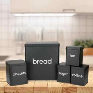 JUEGO DE 5 BOTES DE ALMACENAMIENTO DE COCINA - NEGRO SCANDI - Imagen 1 de 10