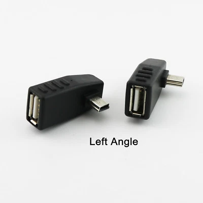 1x USB Type A Female to Mini B 5 Pin Male Left Angle 90 Degree Converter Adapter - Image 1 of 4