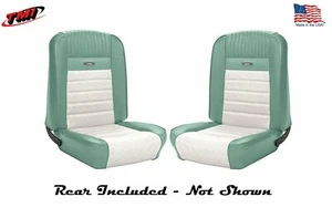 1964 - 66 Mustang Front & Rear Deluxe PONY Upholstery Turquoise & White - Picture 1 of 12