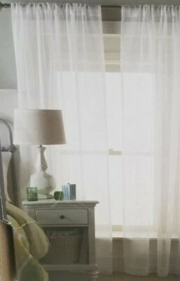 2 paneles transparentes umbral a rayas blancas (1 par) 108" x 84" nuevos en paquete Foto 1 de 4