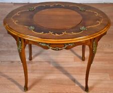 1930 French Carved Walnut & Satinwood Inlay small Coffee Table