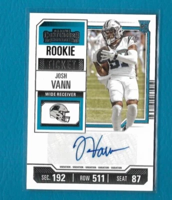 2023 Panini Contenders Rookie Ticket Josh Vann AUTO RC, Carolina Panthers #167 - Image 1 of 2