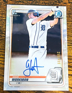 2020 BOWMAN DRAFT CHROME GAGE WORKMAN AUTO /499 REFRACTOR DETROIT TIGERS