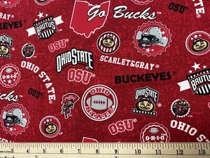 OHIO STATE UNIVERSITY BUCKEYES, Hm St HALF YARD (18” x 42”) 100% Cotton Fabric - Picture 1 of 2