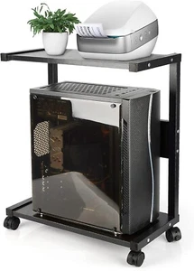 Computer Tower Stand PC Stand 2-Tier CPU Stand with Lockable Wheels Under Desk F - Picture 1 of 6