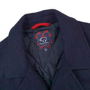 Boys L Brooks Brothers Red Fleece  Navy Blue Wool Blend Double Breast Pea Coat - Picture 1 of 13