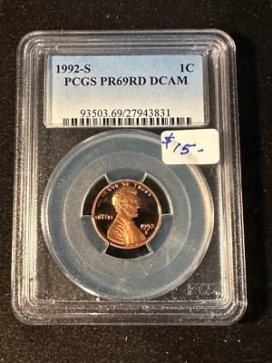 1992 S LINCOLN MEMORIAL CENT PCGS PR69RD DCAM 831 - Image 1 of 4