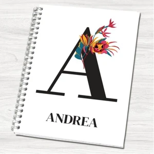 A5 Notebook Notepad Wire Bound Black Initial Personalised Note Book NB69 - Picture 1 of 8