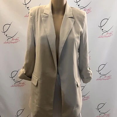 CHAQUETA BLAZER TAHARI.  N W T. Talla XS TALL. Puño con lengüeta enrollable.  Frente abierto. Beige. GB Foto 1 de 4