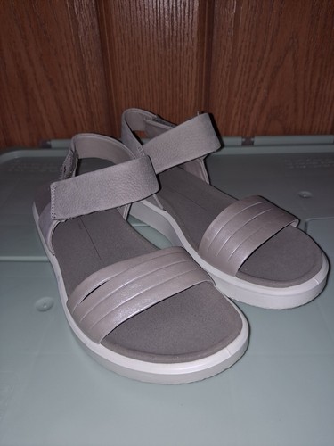 Ecco Flowt sandali in pelle punta aperta 2 cinturini alla caviglia taglia 6 EU 37 grigio