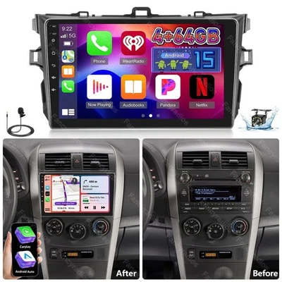 Android 15 4+64G Carplay For Toyota Corolla 2009-2013 Car Stereo Radio WIFI Cam - Image 1 of 4