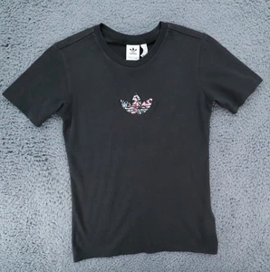 Adidas Top T-Shirt Women Size 6 Regular Fit Cotton Casual, Black - Picture 1 of 8