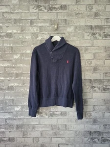 Polo Ralph Lauren Navy Schalkragen Pullover Pulli Small S Rot Pony Logo - Bild 1 von 8