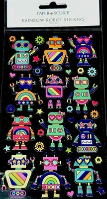 ROBOTS✨68✨STICKERS✨💚🧡💜💛💖🩵✨7” x 4”✨1 1/2” x 1 1/4✨VERY CUTE✨BOYS & GIRLS💫 - Image 1 of 2