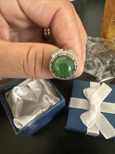 Anello a spalla farfalla argento sterling giada verde Bali Legacy taglia 7 8,01 ctw nuovo con etichette - Foto 1 di 11