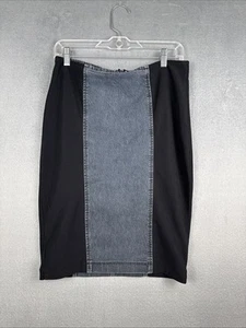 Bisou Bisou Black Midi Denim Knit Skirt Size 8 Y2K Western Country Cowgirl - Picture 1 of 8