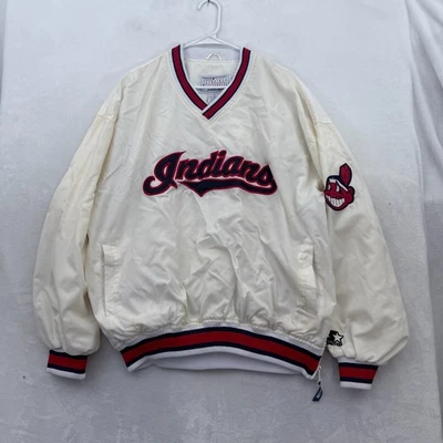 Pullover de colección Cleveland Indians Winbreaker para hombre XL crema cuello en V MLB Foto 1 de 4