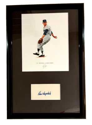 Don Drysdale - 12x18" Framed Signed Card & 8x10 Dodgers Art HOF Auto PSA COA - Image 1 of 4
