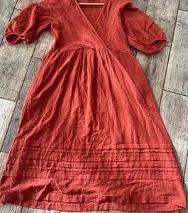 Madewell Marianna Puff Slv Midikleid Damen Gr. S Orange Rost Taschen Baumwolle - Bild 1 von 15