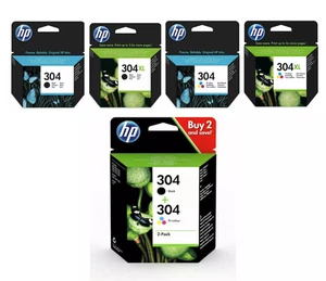 Oryginalne czarne/kolorowe wkłady atramentowe HP 304 / 304XL do HP DeskJet 2632 2620 partia - Zdjęcie 1 z 6