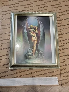 VAMPIRE'S KISS BORIS VALLEJO FRAMED 12"×9"  VINTAGE EROTIC FANTASY ART  - Picture 1 of 6