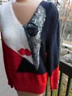 art to wear MICHELLE STUART womans face HAND PAINTED on ANGORA FUR hair SWEATER