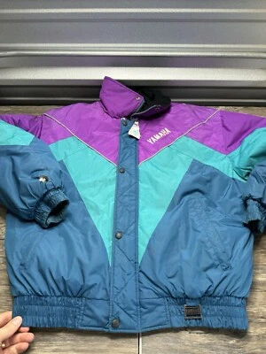 Vintage Yamaha Jacket Mens Large Black Snowmobile Racing Coat Puffer Sledding - Image 1 of 4